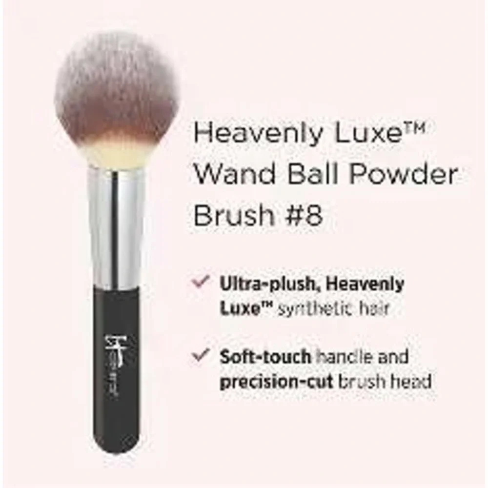 IT Cosmetics Heavenly Luxe Wand Ball Powder‎ Brush 8 Black Silver Synthetic Hair